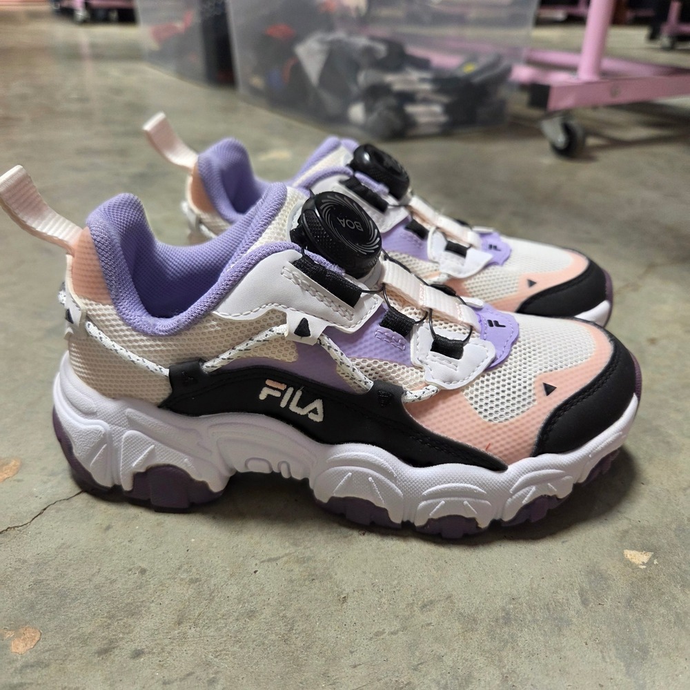 Fila Ray Tracer BOA Kids Sneakers White Purple Peach K14G221108FPB Size 12C